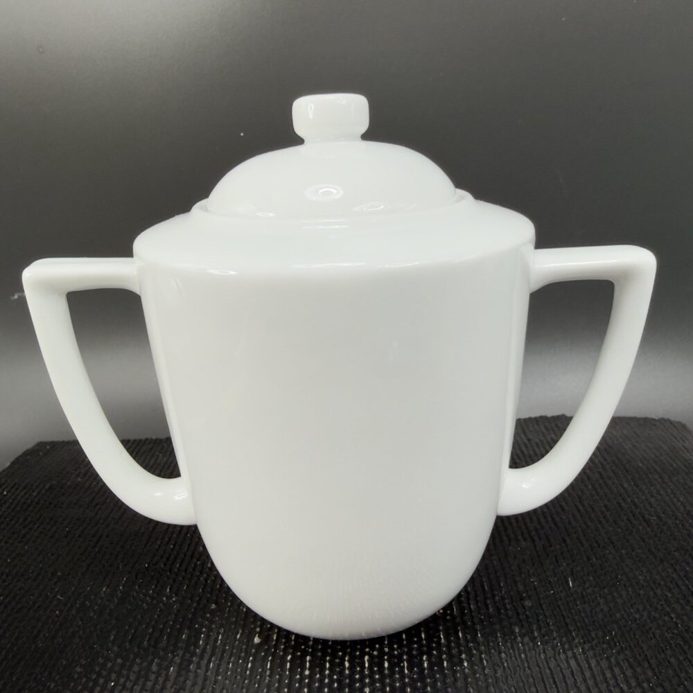 Restoration Hardware RH‎ Sugar Bowl Container White Porcelain With Lid Ceramic